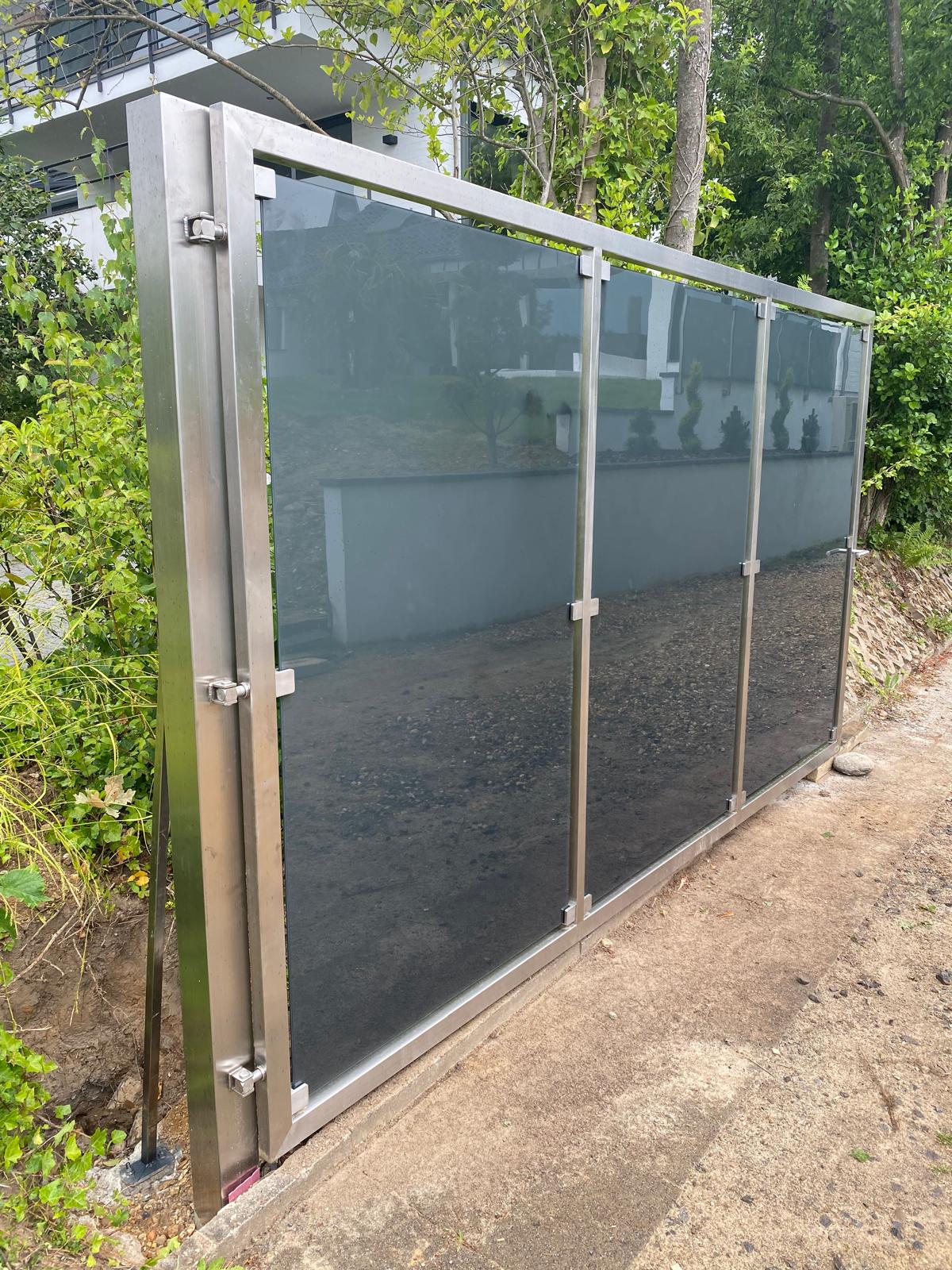 Sichtschutz Glas Edelstahl Garten 1