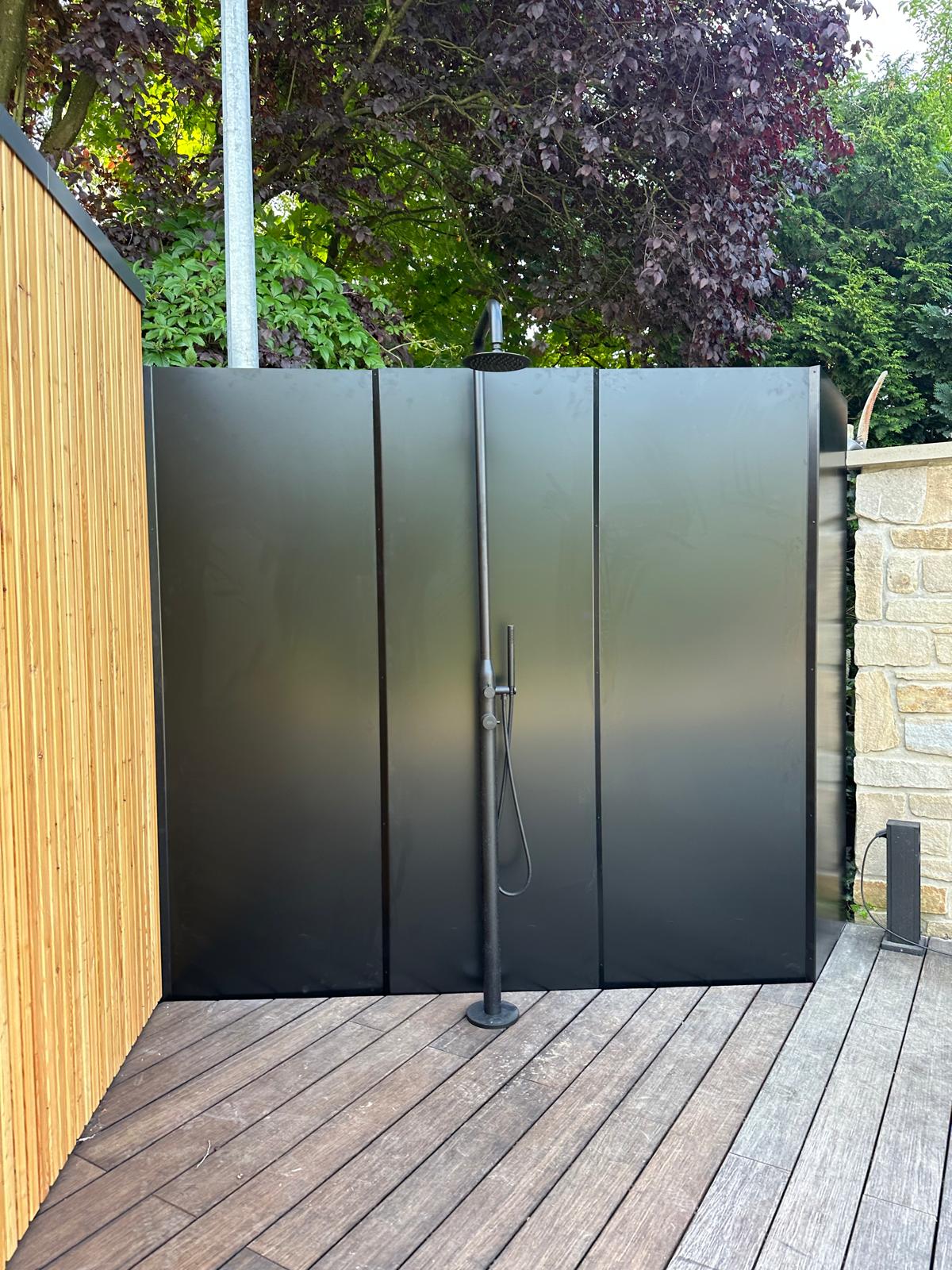Sichtschutz Schwarz Aluminium Aussendusche