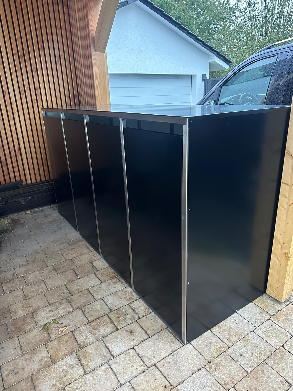 Mülltonnenbox Schwarz Edelstahl