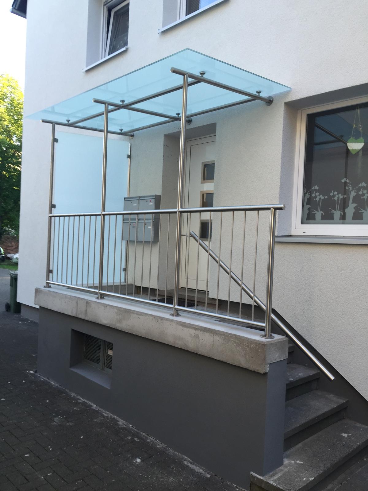 Balkonüberdachung Glasdach Edelstahl